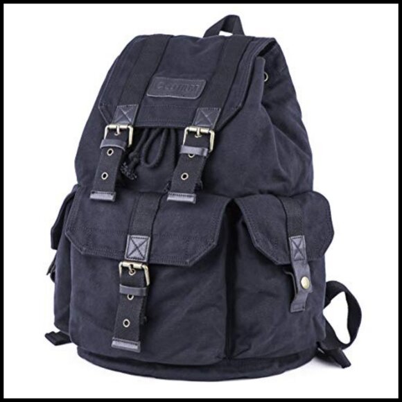 Vintage Canvas Backpack Rucksack Thick Durable Daypack Classic Retro Style